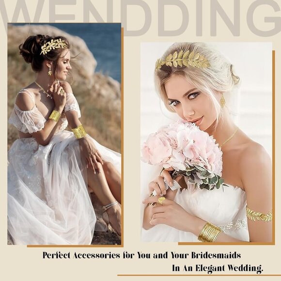 Greek Goddess Costume Accessories Set Women Jewelry Laurel Leaf Crown